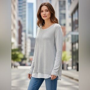 🛍Bundle sale🛍Calvin Klein Light Gray Knit layered Sweater medium